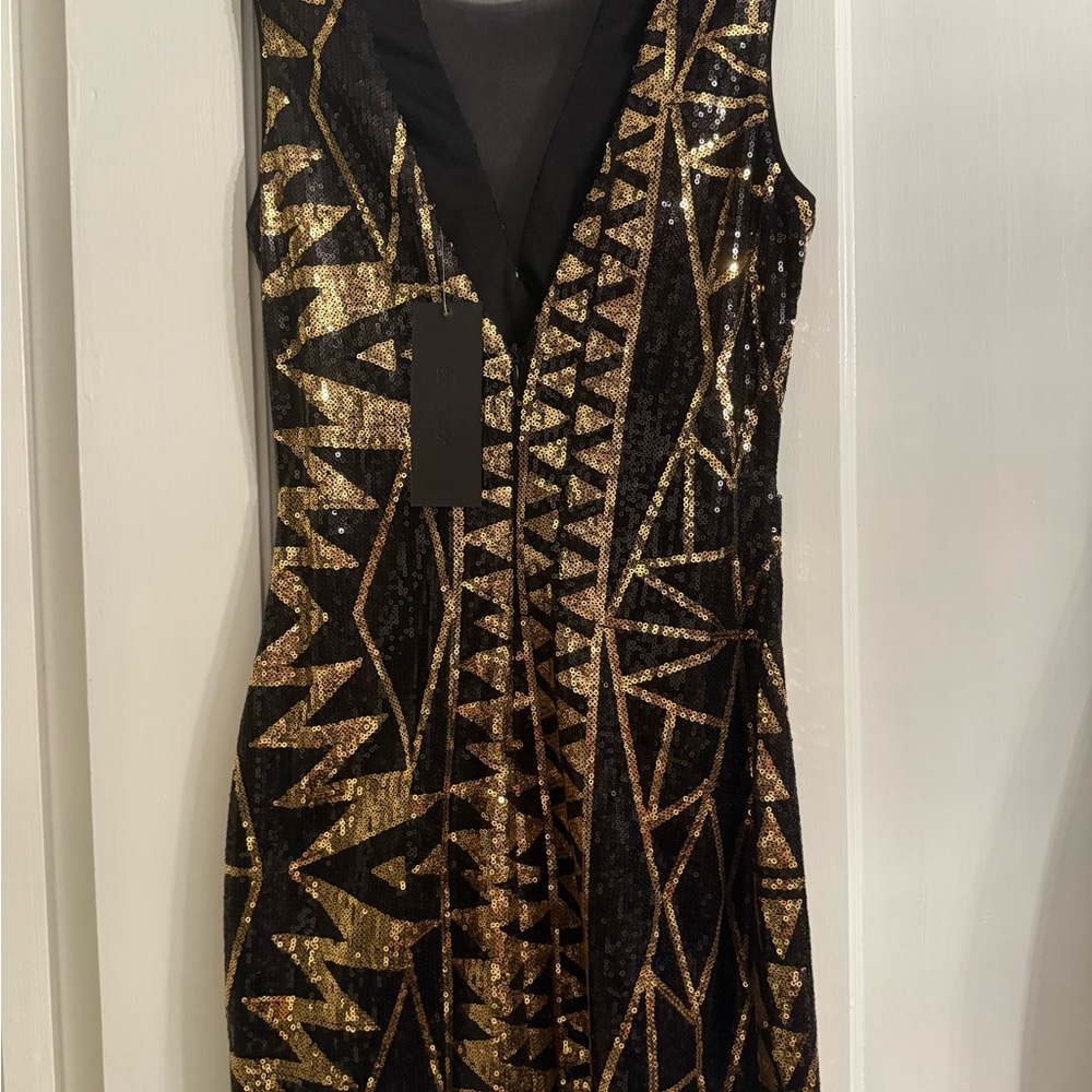 Black and Gold Sequin Dress - Picture 6 of 8